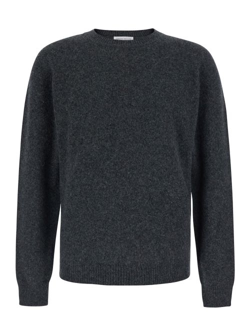 Virgin Wool Blend Crew Neck Sweater — Gray