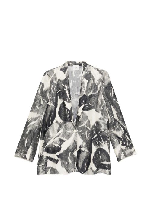 Silk & Nylon Printed single-breasted jacket