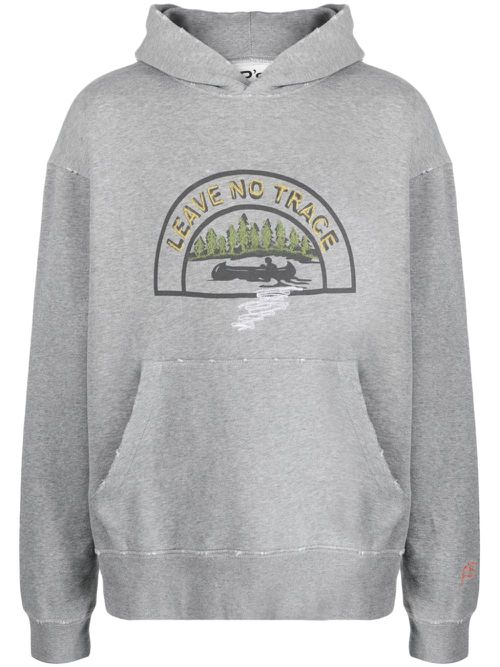 Graphic-print cotton-blend hoodie - Grey