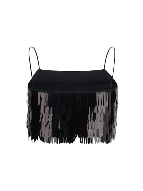 Sequin-Embellished Tank Top — Black