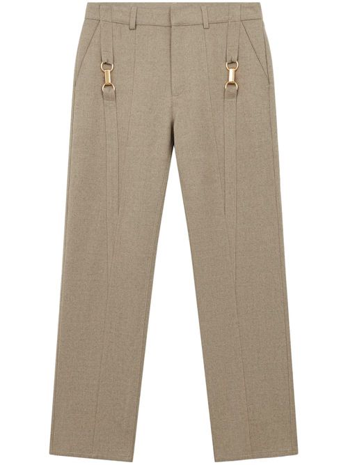 Hardware-detail flannel wool trousers - Neutrals