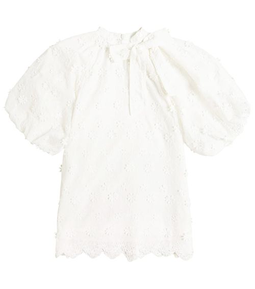 Petite Amalie Ruffled lace-trimmed cotton shirt