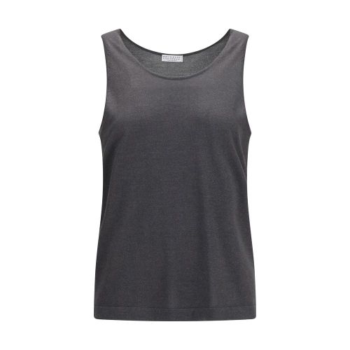 Luminous Cashmere Knit Tank Top — Gray
