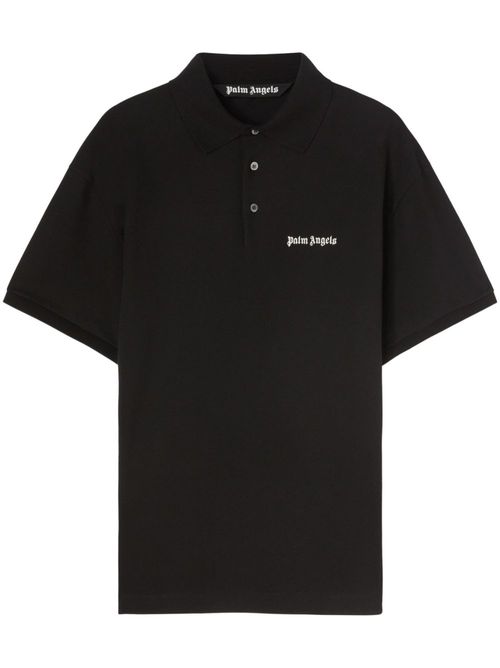 Logo-embroidered cotton polo shirt - Black