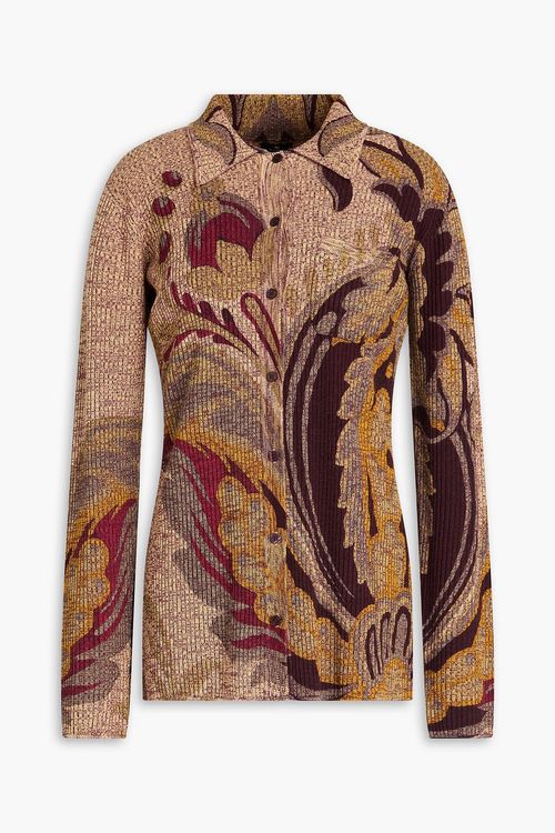 Intarsia wool shirt - Burgundy - IT 42