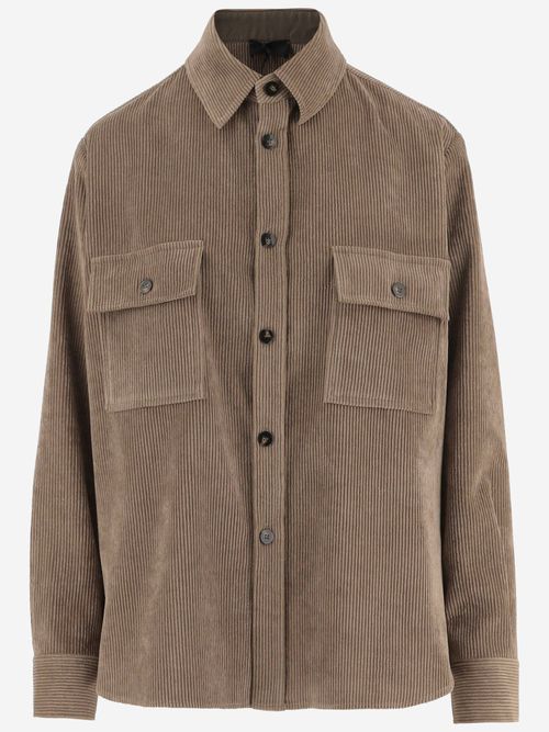Ribbed Nylon-Blend Shirt — Beige