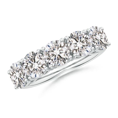 Angara 4.0 Carats Prong-Set Round Diamond Five Stone Wedding Ring in Platinum