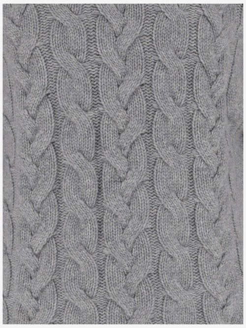 Cable-Knit Cashmere Sweater — Gray