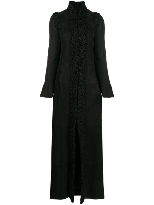 1990s detachable sleeves long coat - Black