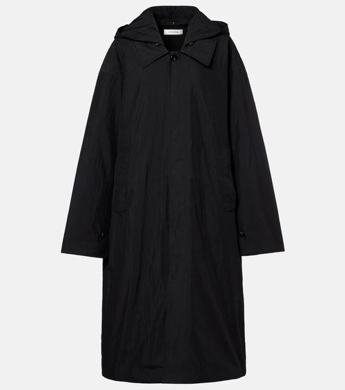 Hooded cotton-blend coat