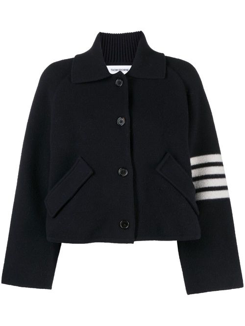 4-Bar Stripe cropped jacket - Blue