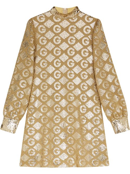 Lamé G rhombi jacquard dress - Gold