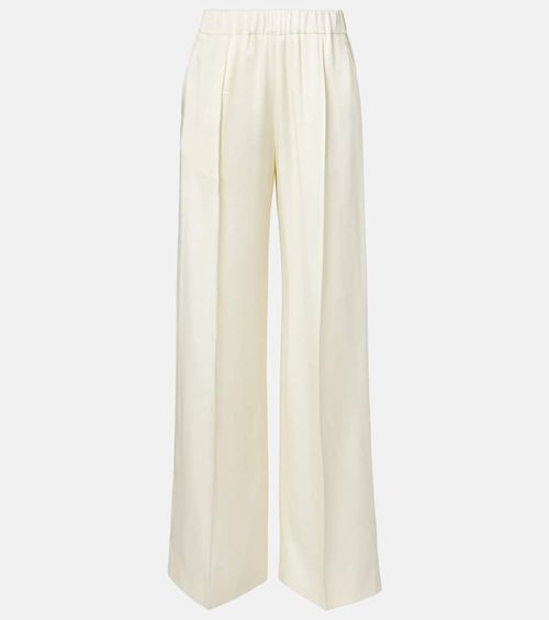 Gathered satin wide-leg pants