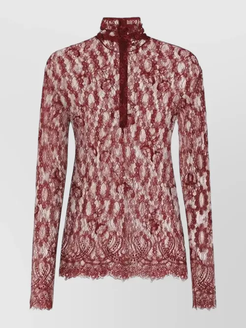 Dolce&Gabbana - high neck long sleeve chantilly lace top