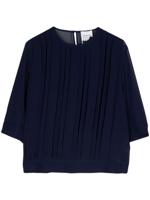 Pleat-detailed sheer blouse - Blue
