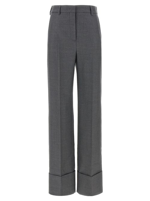 Virgin Wool Wide-Leg Trousers — Grey