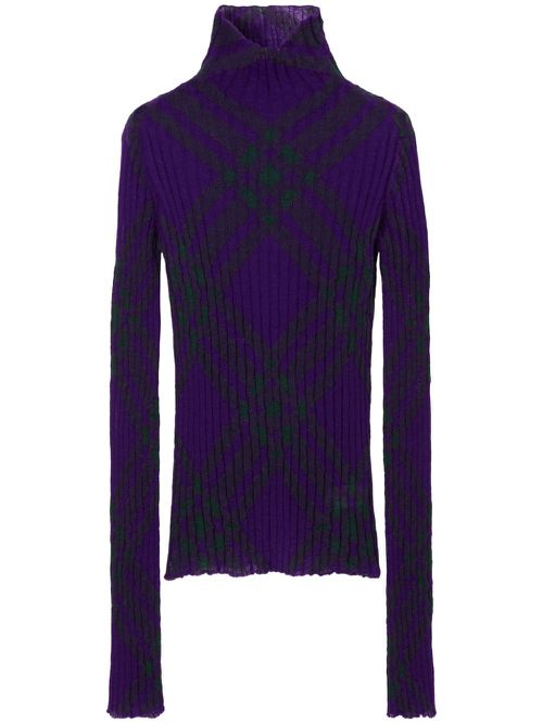 Plaid-check mohair-blend jumper - Purple