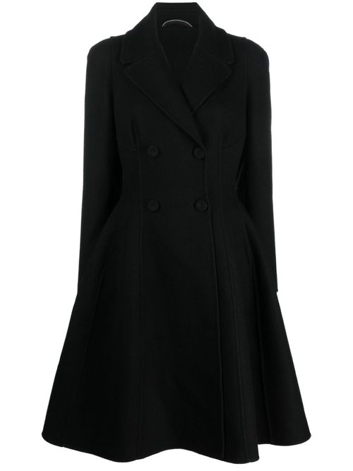 A-line double-breasted wool coat - Black