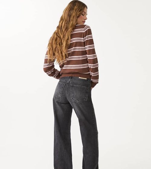 Petite d92 straight wide-leg jeans in washed black-Grey