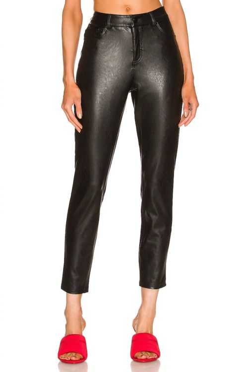 Faux Leather Five Pocket Pants In Black