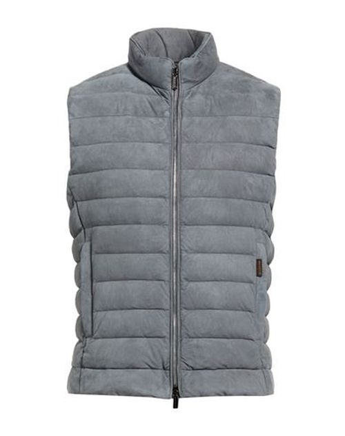 Man Vest Slate blue Size 44 Cow leather