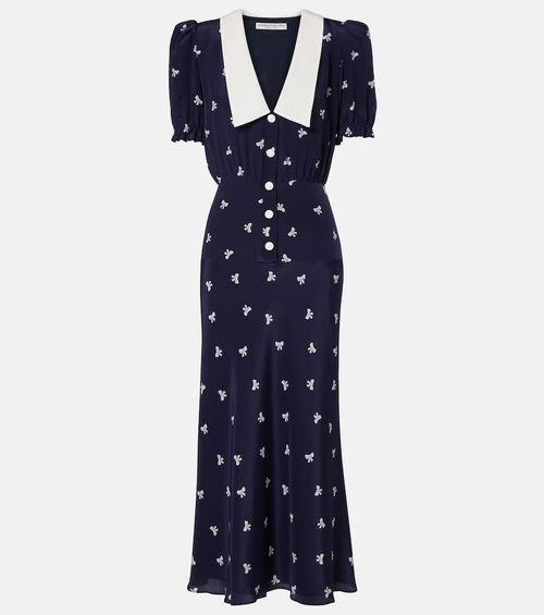 Printed silk midi dress