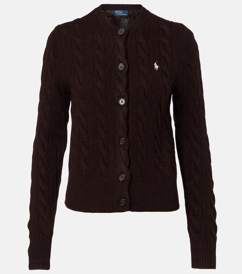 Cable-knit wool and cashmere cardigan
