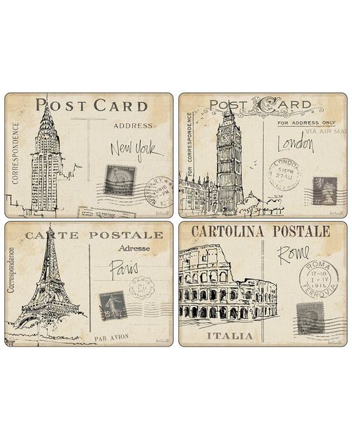 Pimpernel Postcard Sketches Placemats Set of 4