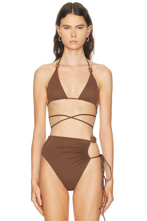 Magda Butrym Triangle Bikini Top in Brown - Brown. 34 also