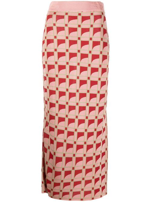 Long jacquard pencil skirt - Pink