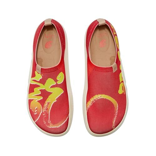 UIN Women's Travel Walking Shoes Slip On Knit Casual Loafers Lightweight Comfort Fashion Sneaker China Art ToledoⅠ Reddy to Soar