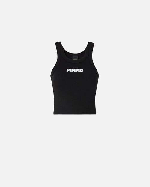 Cropped vest top with logo - L