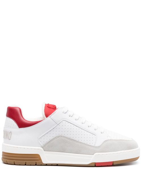 Embroidered-logo panelled trainers - White