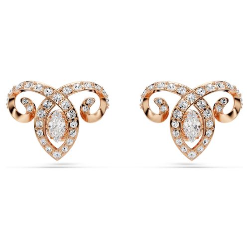 Chinese Zodiac stud earrings, Mixed cuts, White, 18K rose gold finish