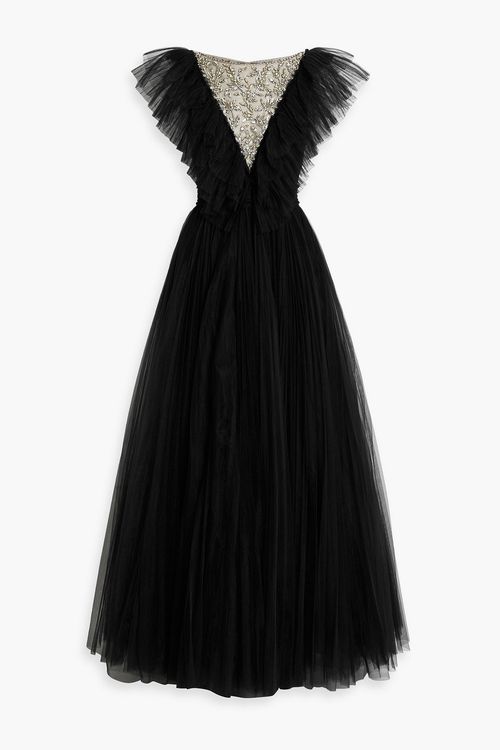 Fox Glove embellished ruffled tulle gown - Black - UK 12
