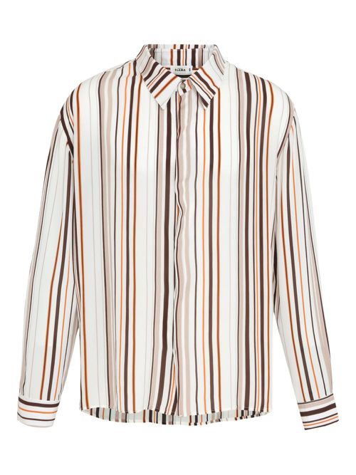 Stripe-patterned long-sleeve shirt - White