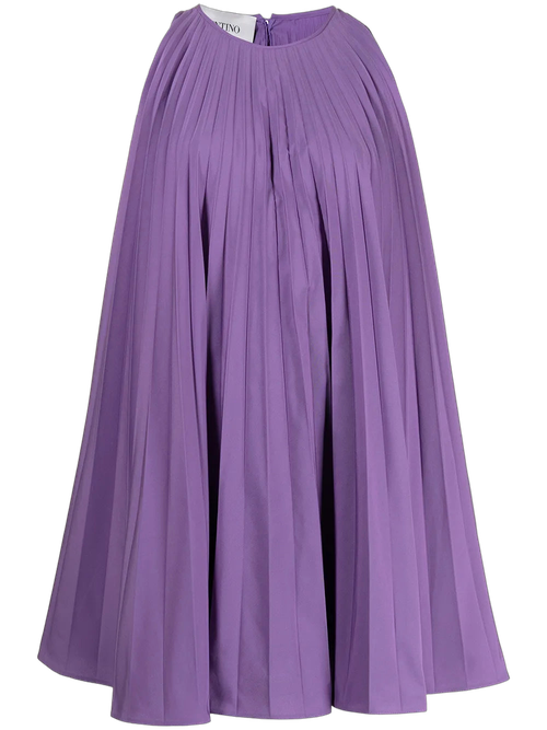 Pleated Sleeveless Dress — Purple