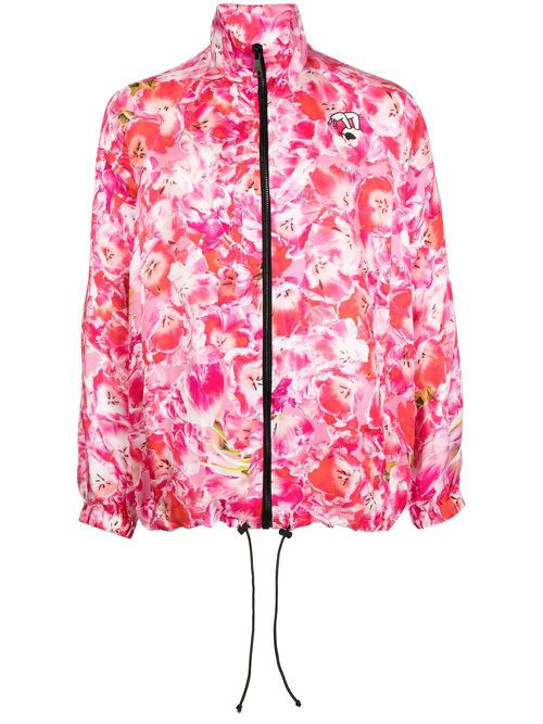 Floral-print zip-up sports jacket - Red