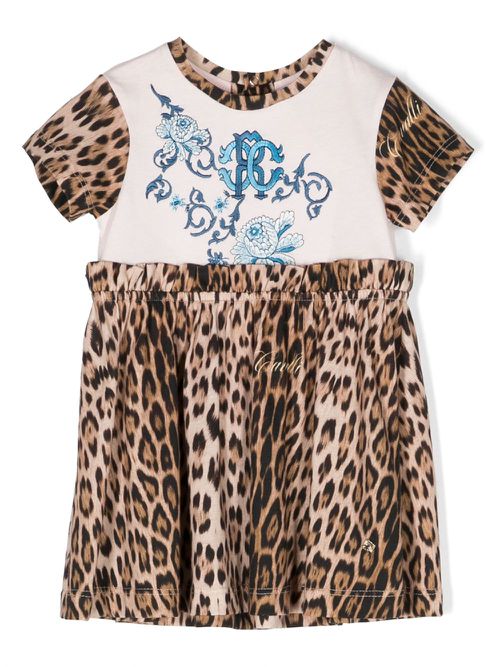 Leopard-print T-shirt dress - Neutrals