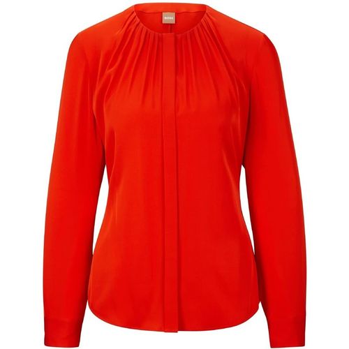 Boss Womens Long Sleeve Regular Fit Blouse in Bright Orange