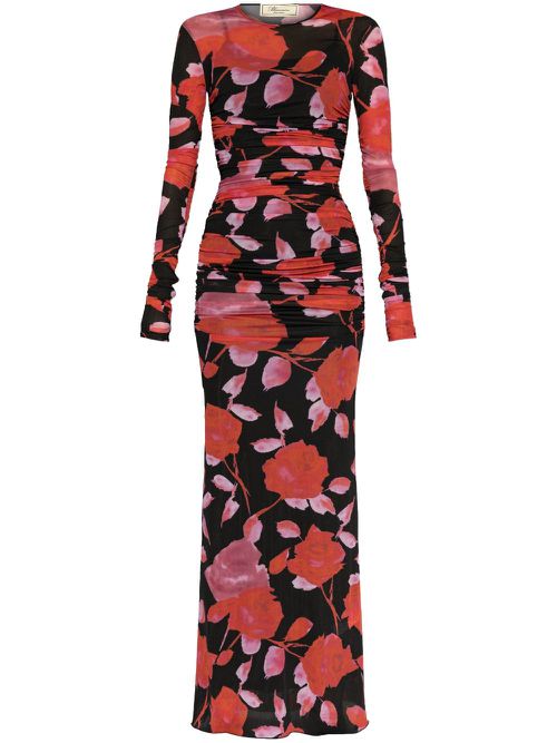 Floral-print maxi dress - Red