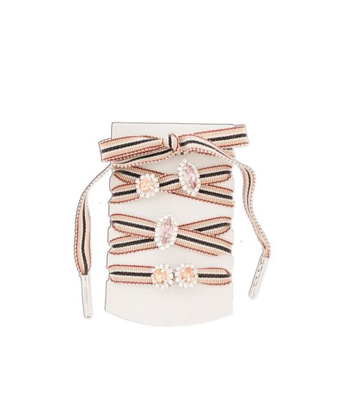 Striped-pattern crystal-appliqué shoelaces