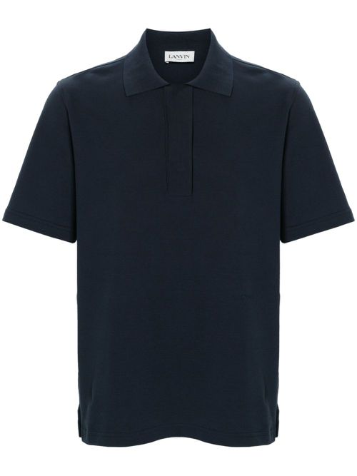 Short-sleeve cotton polo shirt - Blue
