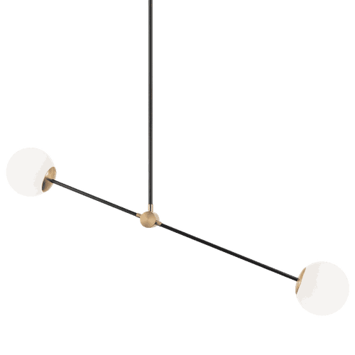 Aged Gold Brass Two Light Pendant from the Cosmic Collection