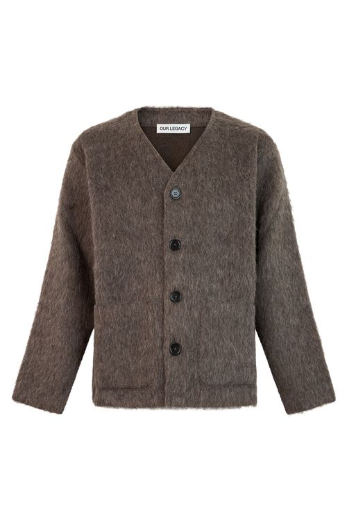 Oversized Wool Blend Cardigan — Gray