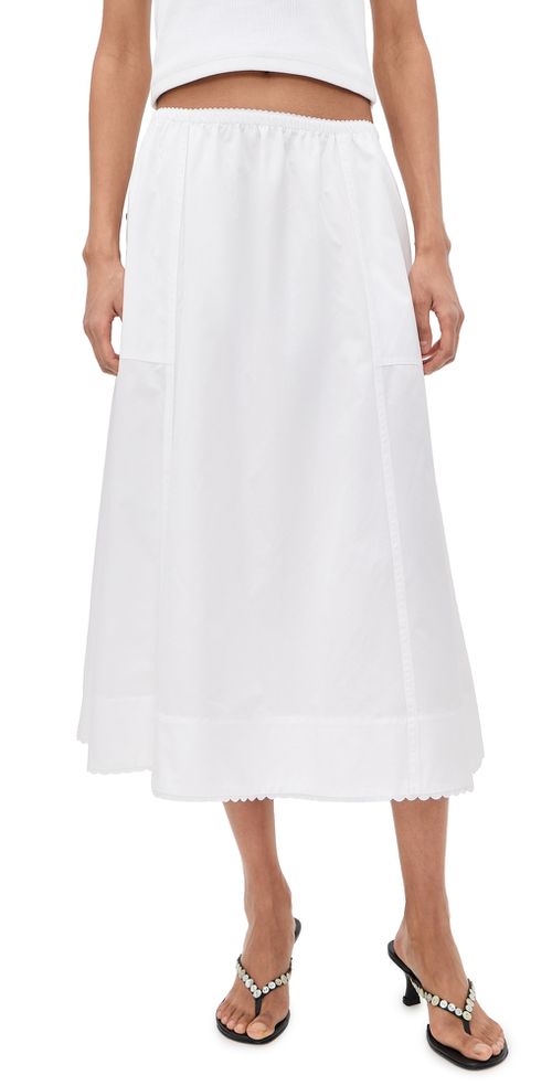 Scallop Detail Maxi Skirt Optic White