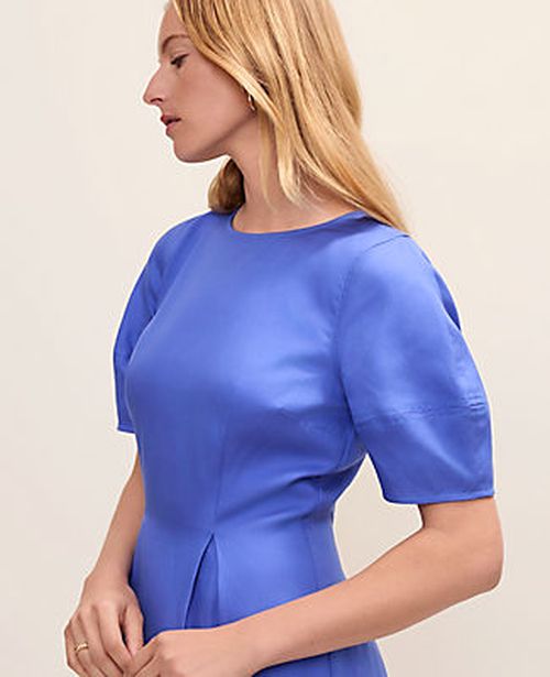 Ann Taylor Petite Crew Neck Flare Midi Dress