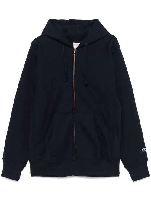 Logo-embroidered hoodie - Blue