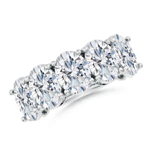 Angara 7.5 Carats Oval Diamond Five Stone Classic Anniversary Ring in 14K White Gold