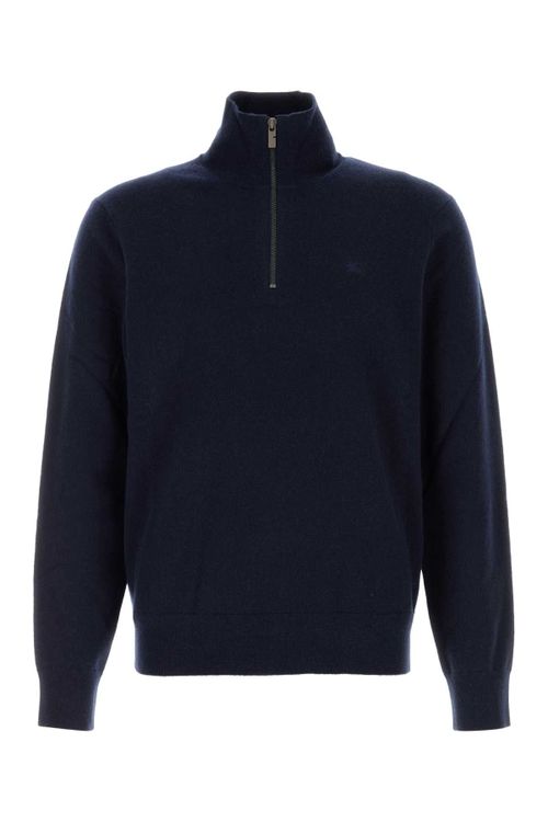 Cashmere Blend Stretch Sweater — Navy